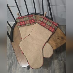 Plaid and Burlap Christmas Stockings